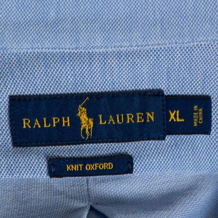 Pre Owned Ralph Lauren Blue Cotton Knit Oxford Shirt XL