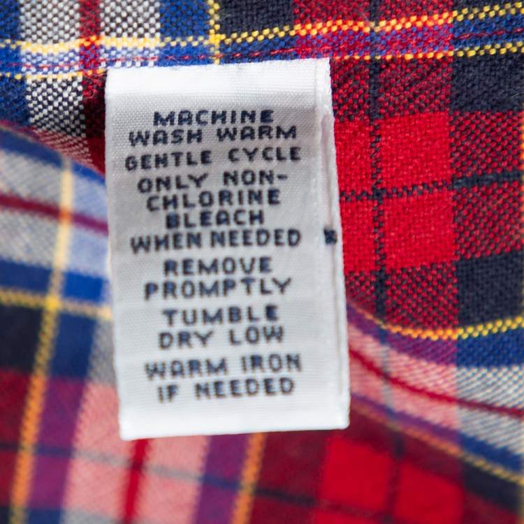 Pre Owned Ralph Lauren Red Checked Cotton Button Front Shirt L