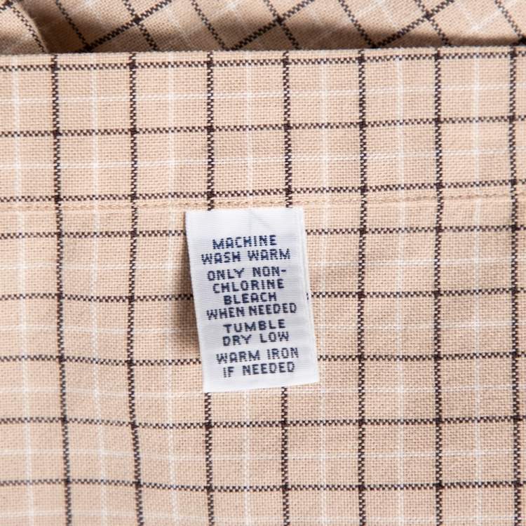 Pre Owned Ralph Lauren Beige Checked Cotton Button Front Custom Fit Shirt M