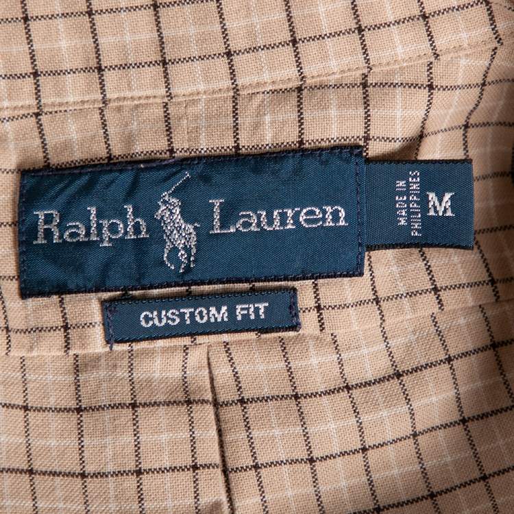 Pre Owned Ralph Lauren Beige Checked Cotton Button Front Custom Fit Shirt M