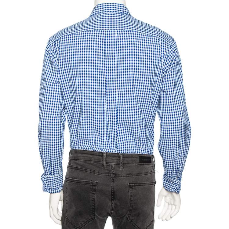 Pre Owned Ralph Lauren Blue Checked Cotton Button Down Classic Fit Shirt M