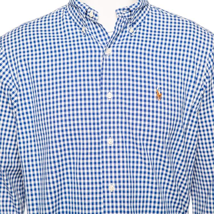 Pre Owned Ralph Lauren Blue Checked Cotton Button Down Classic Fit Shirt M