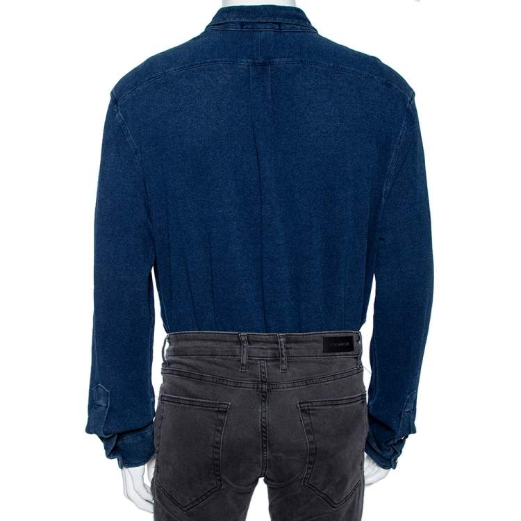 Pre Owned Ralph Lauren Blue Featherweight Mesh Long Sleeve Oxford Shirt XL 