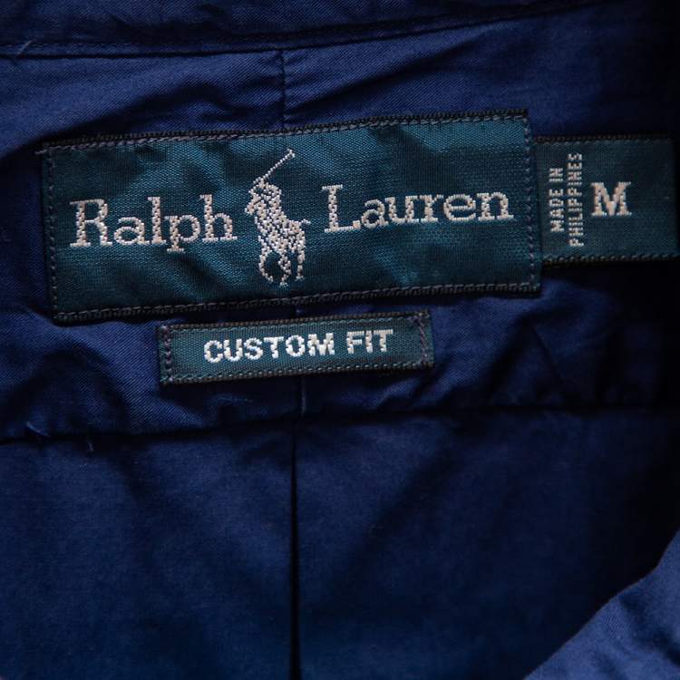 Pre Owned Ralph Lauren Blue Cotton Button Down Custom Fit Shirt M