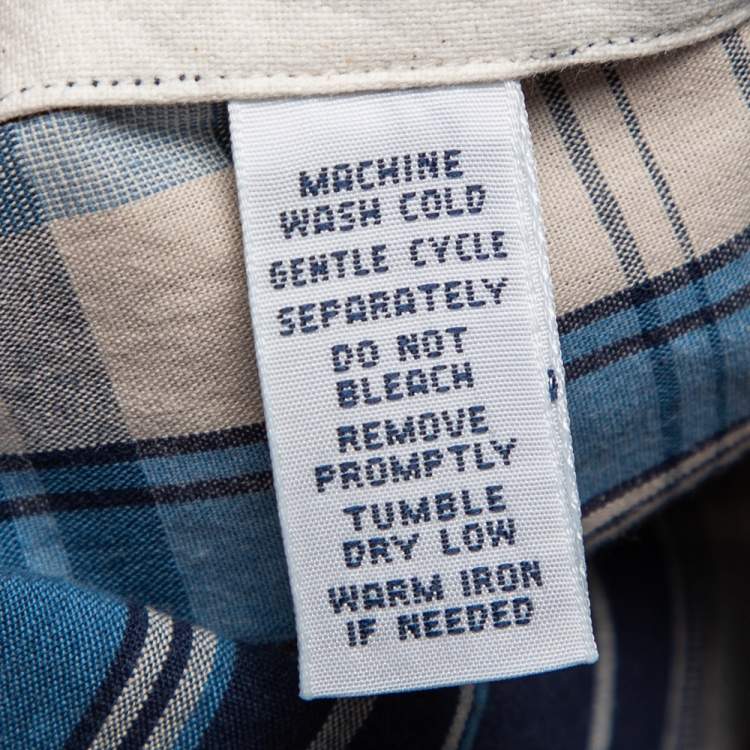 Pre Owned Ralph Lauren Blue Checked Cotton Button Down Custom Fit Shirt M