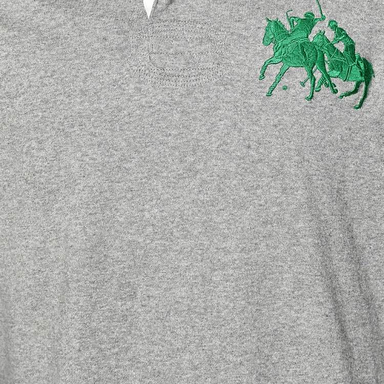 Pre Owned Polo Ralph Lauren Grey Cotton Knit Contrast Collar Polo T-shirt  L