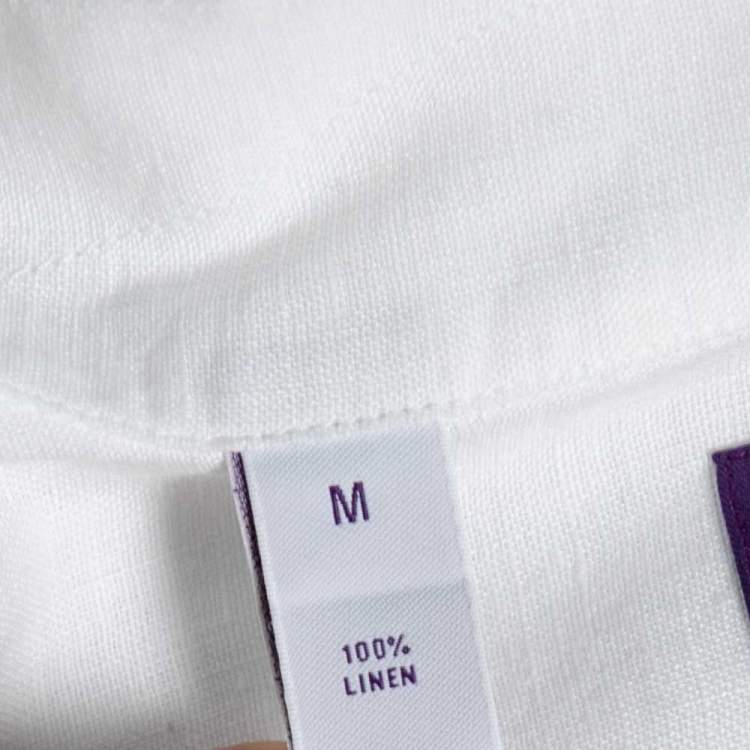 Pre Owned Ralph Lauren White Linen Button Front Shirt M