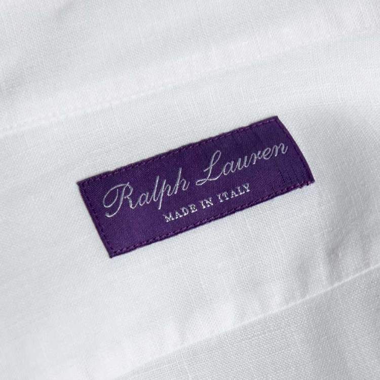 Pre Owned Ralph Lauren White Linen Button Front Shirt M