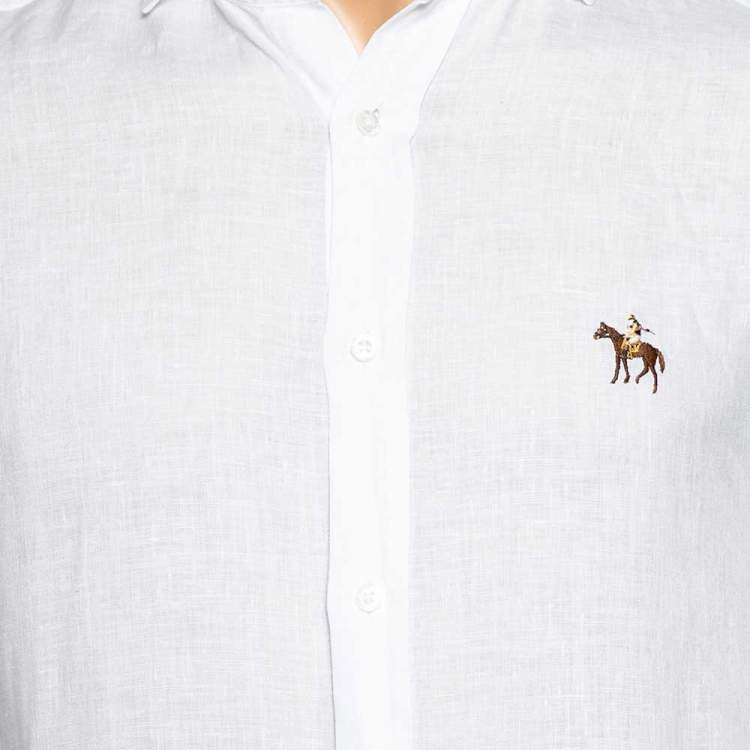 Pre Owned Ralph Lauren White Linen Button Front Shirt M
