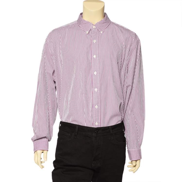 Ralph Lauren Purple Striped Cotton Button Front Shirt 3XB Ralph Lauren