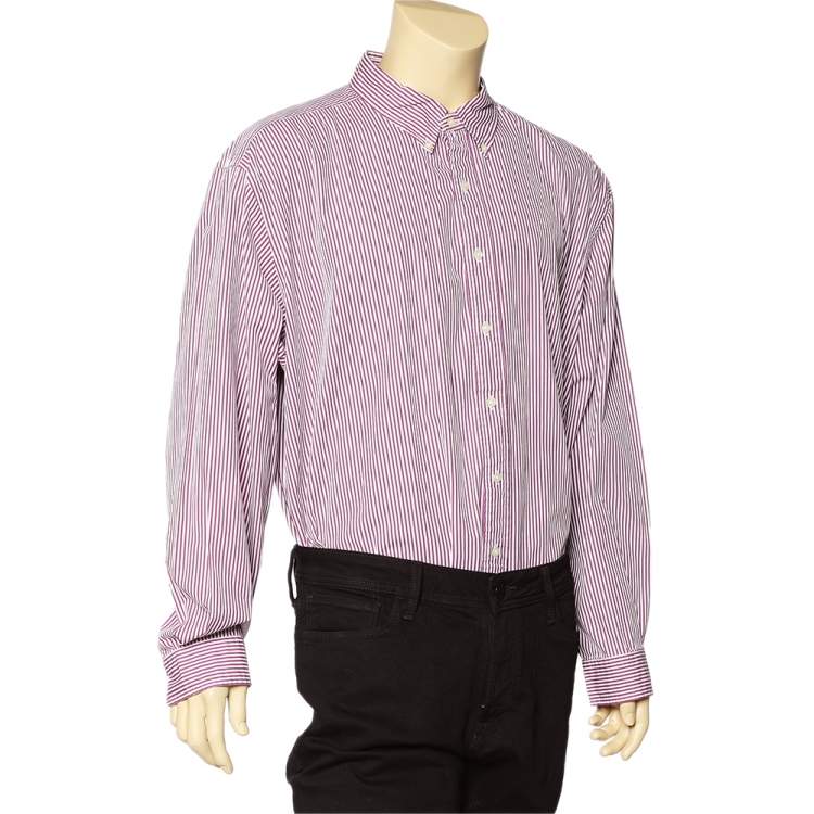 Ralph Lauren Purple Striped Cotton Button Front Shirt 3XB Ralph Lauren