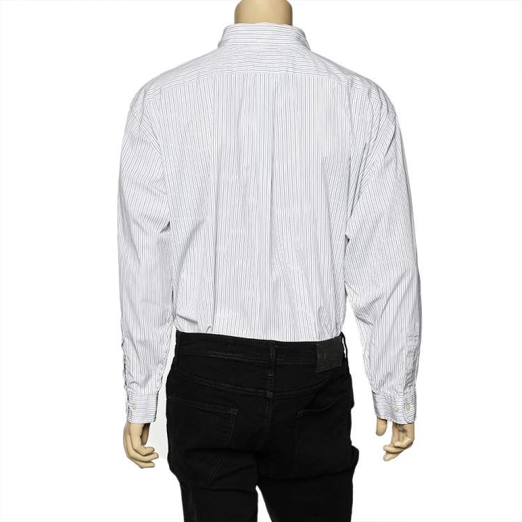 Pre Owned Ralph Lauren White Striped Cotton Button Front Shirt 3XB