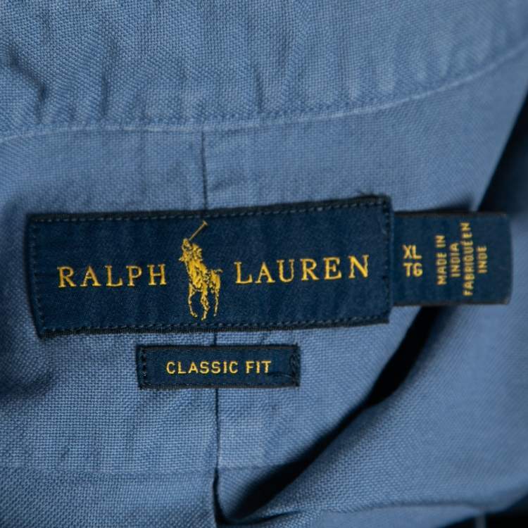 Pre Owned Ralph Lauren Blue Cotton Classic Fit Button Down Shirt XL