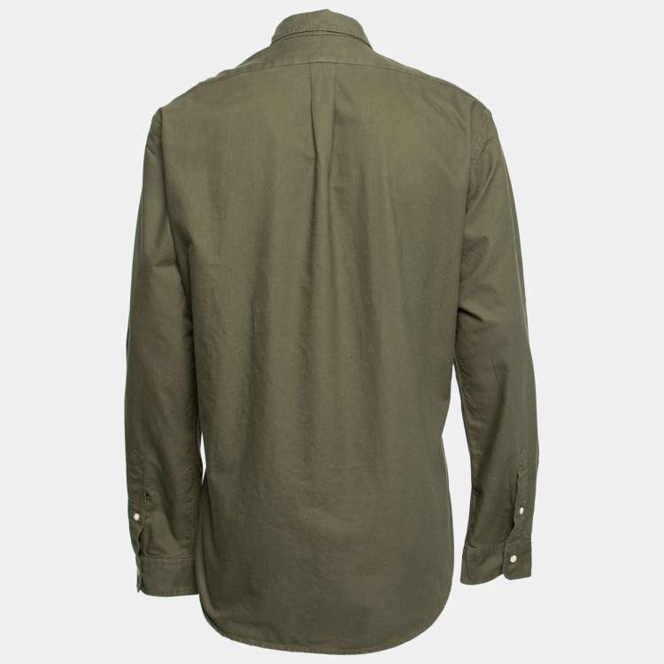 Pre Owned Ralph Lauren Green Cotton Button Down Custom Fit Shirt XL