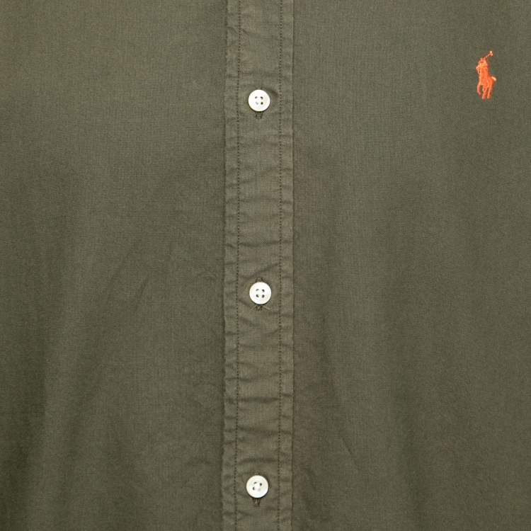Pre Owned Ralph Lauren Green Cotton Button Down Custom Fit Shirt XL