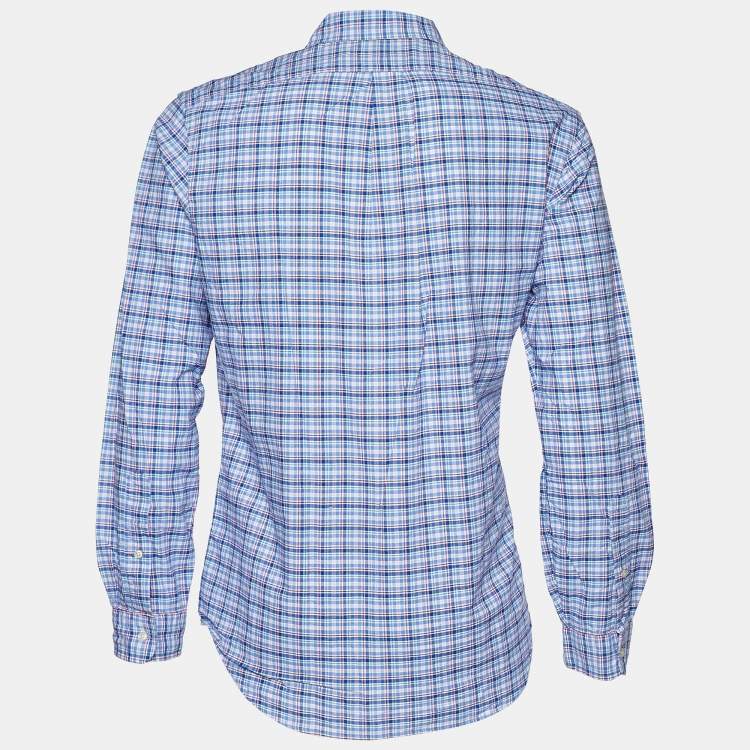 Pre Owned Ralph Lauren Blue Plaid Oxford Button Down Shirt L