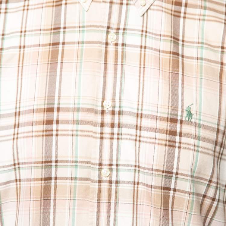 Pre Owned Ralph Lauren Beige Checked Cotton Button Front Classic Fit Shirt L