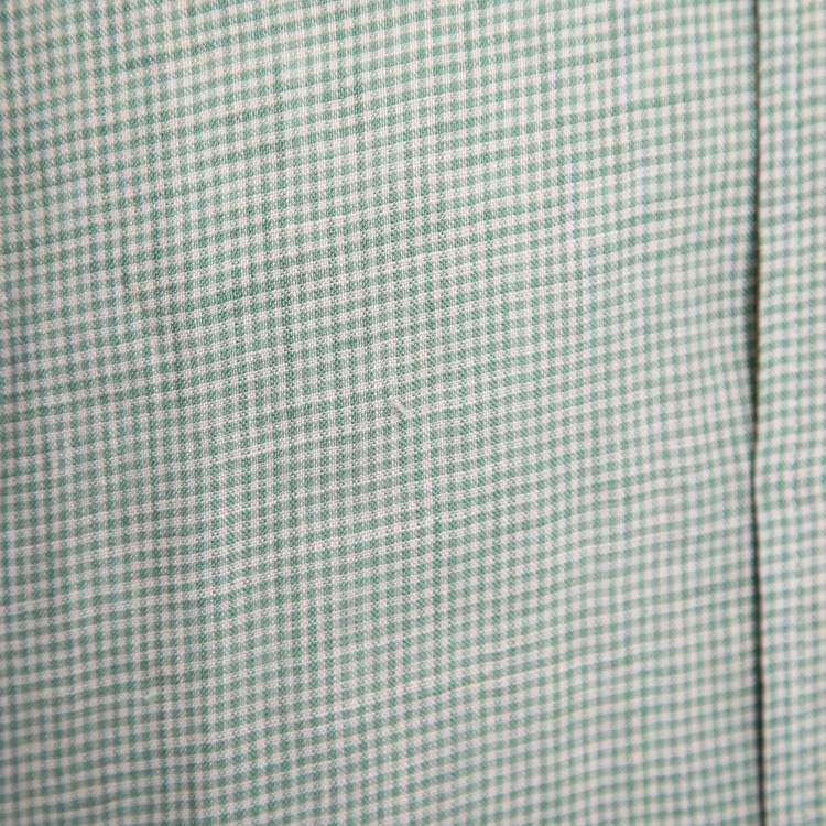 Pre Owned Ralph Lauren Green Checked Linen Short Sleeve Button Front Shirt L