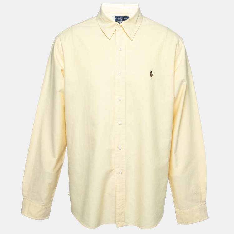 مملوكة مسبقًا Ralph Lauren Yellow Cotton Custom Fit Button Front Shirt XXL