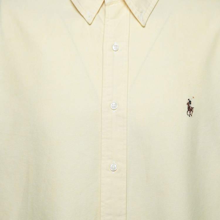 مملوكة مسبقًا Ralph Lauren Yellow Cotton Custom Fit Button Front Shirt XXL