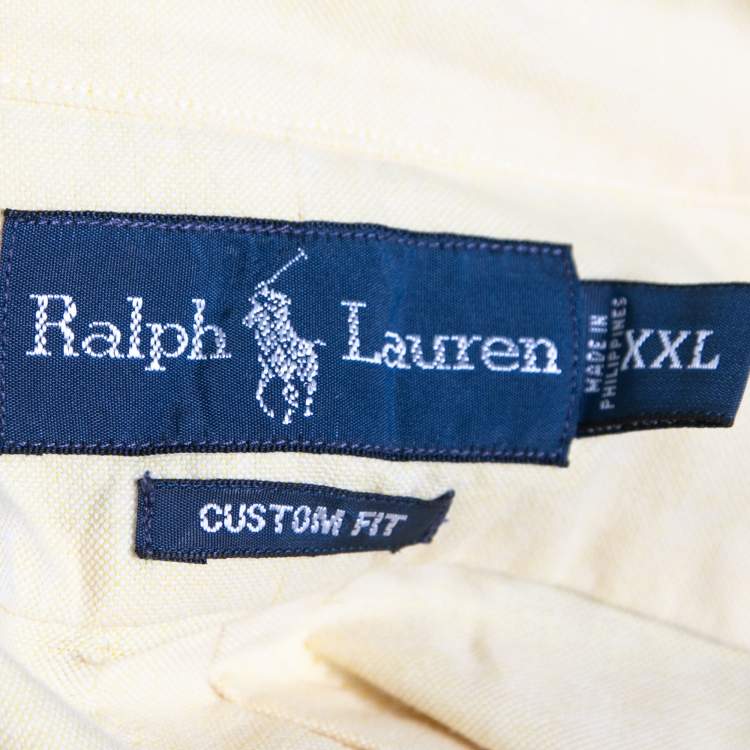 مملوكة مسبقًا Ralph Lauren Yellow Cotton Custom Fit Button Front Shirt XXL