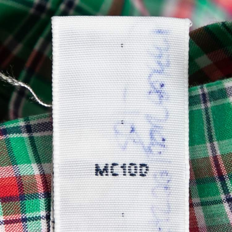 Pre Owned Ralph Lauren Green & Pink Checked Cotton Classic Fit Shirt XL