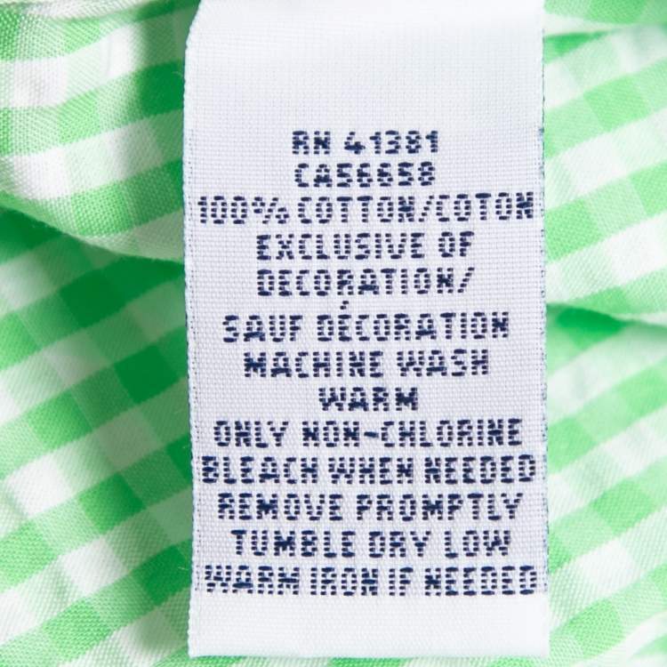 مملوكة مسبقًا Ralph Lauren Lime Green Checked Crinkled Cotton Short Sleeve Shirt M