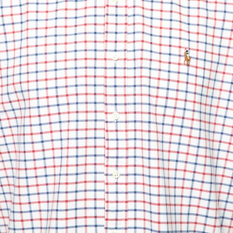 Pre Owned Ralph Lauren White Checked Cotton Button Front Shirt XL