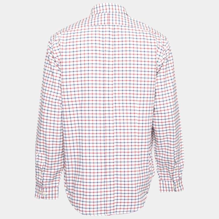 Pre Owned Ralph Lauren White Checked Cotton Button Front Shirt XL