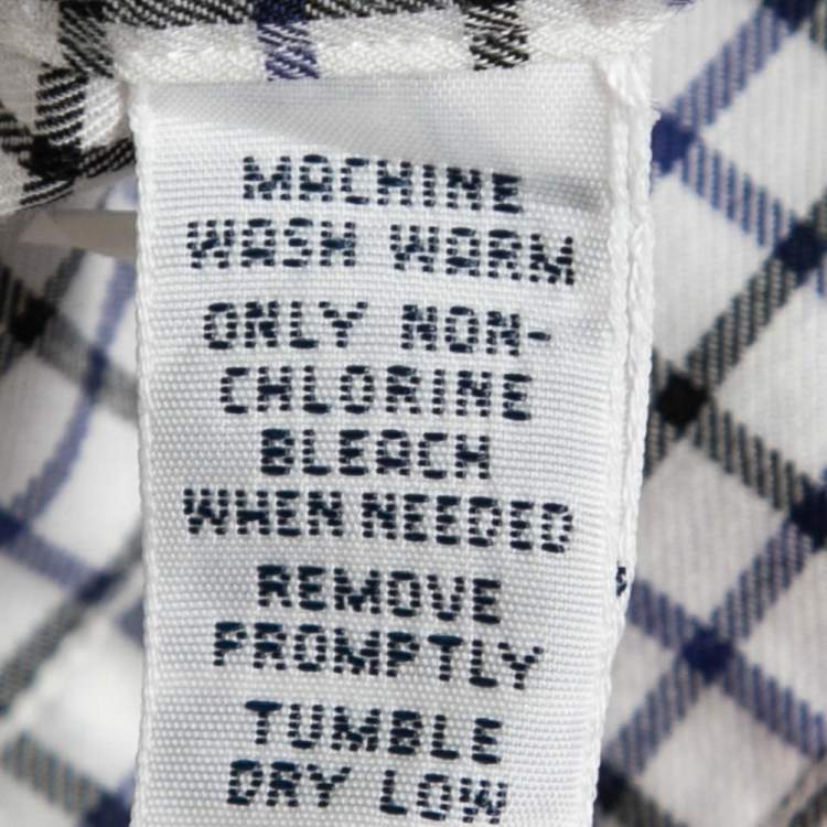Pre Owned Ralph Lauren White Checked Cotton Button Front Classic Fit Shirt L