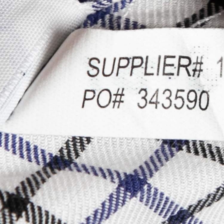 Pre Owned Ralph Lauren White Checked Cotton Button Front Classic Fit Shirt L