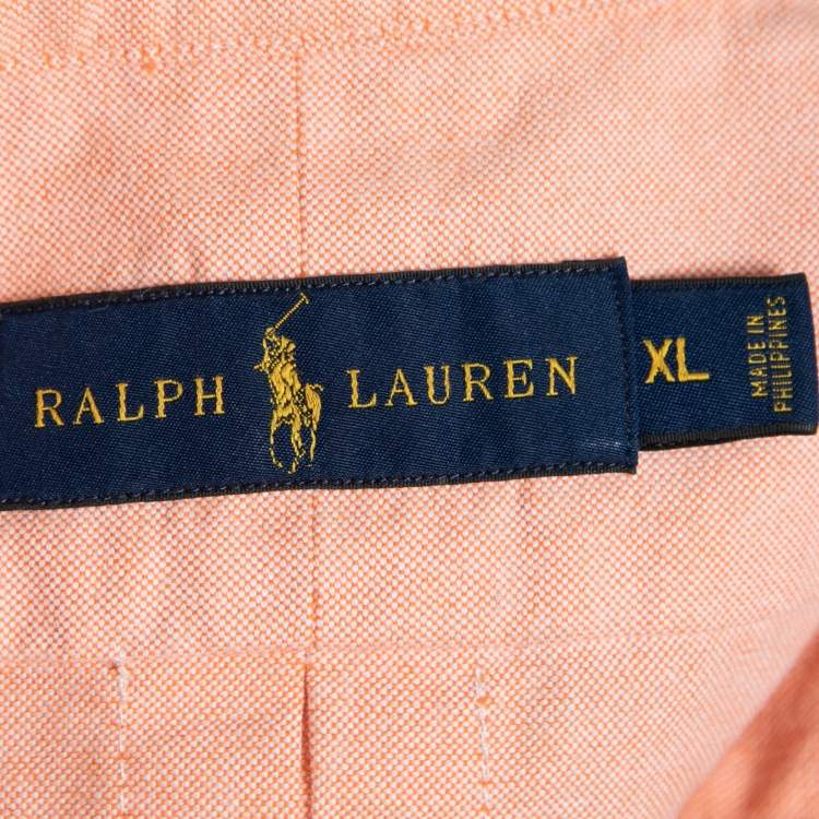 Pre Owned Ralph Lauren Peach Cotton Button Down Shirt XL