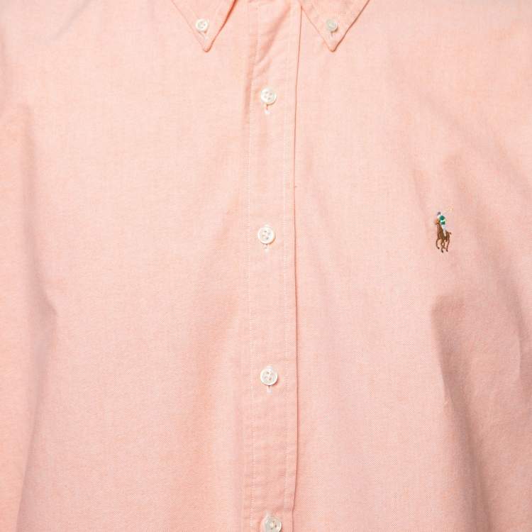 Pre Owned Ralph Lauren Peach Cotton Button Down Shirt XL