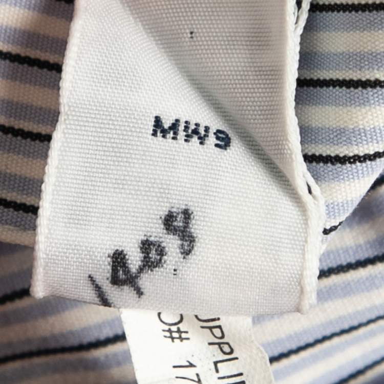 Pre Owned Ralph Lauren Blue Striped Cotton Classic Fit Short Sleeve Shirt L