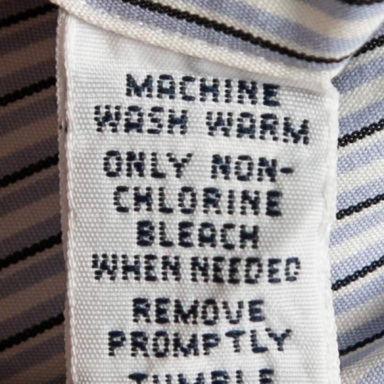 Pre Owned Ralph Lauren Blue Striped Cotton Classic Fit Short Sleeve Shirt L