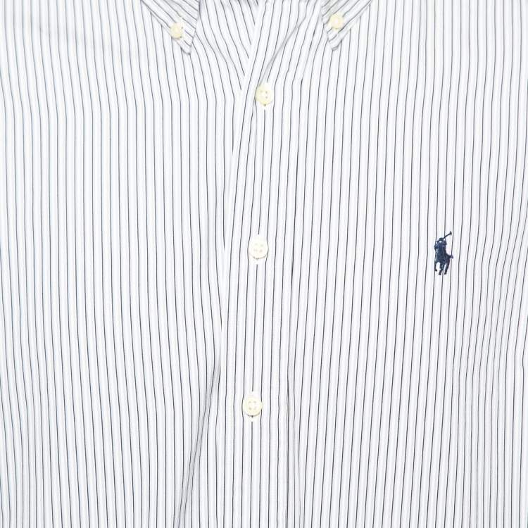 Pre Owned Ralph Lauren Blue Striped Cotton Classic Fit Short Sleeve Shirt L