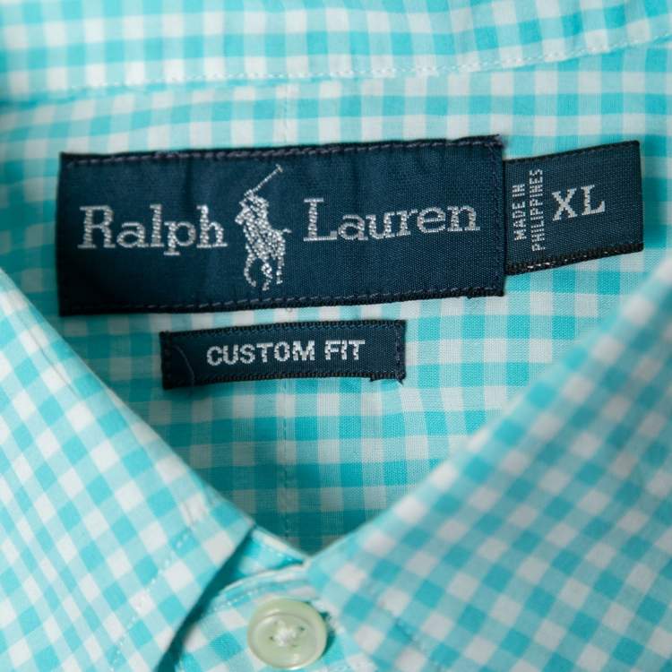 Pre Owned Ralph Lauren Green Checkered Cotton Button Front Shirt XL