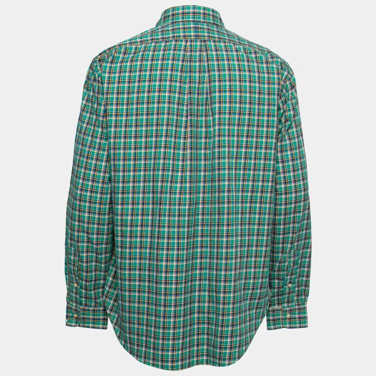 Pre Owned Ralph Lauren Green Checkered Cotton Button Front Shirt L