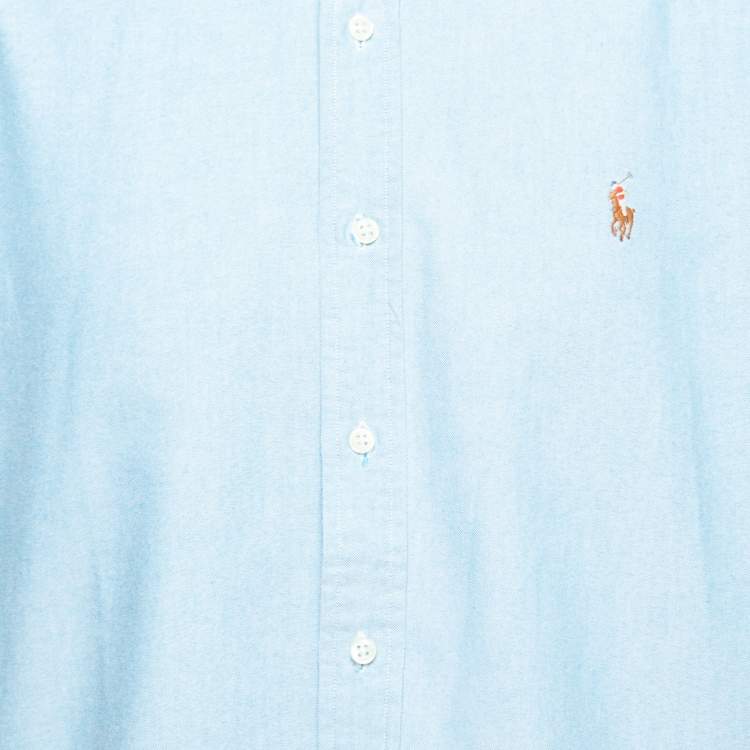 Pre Owned Ralph Lauren Blue Cotton Short Sleeve Button Down Shirt XL