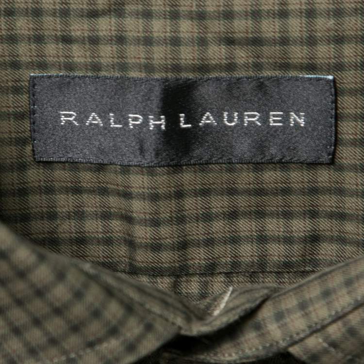 Pre Owned Ralph Lauren Green Checked Cotton Button Front Shirt XL