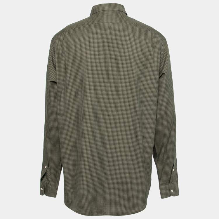 Pre Owned Ralph Lauren Green Checked Cotton Button Front Shirt XL
