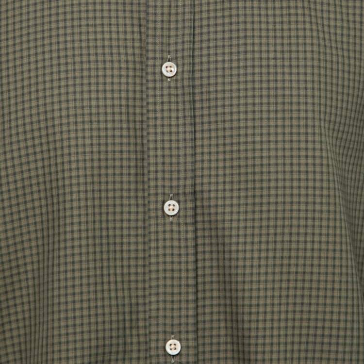 Pre Owned Ralph Lauren Green Checked Cotton Button Front Shirt XL