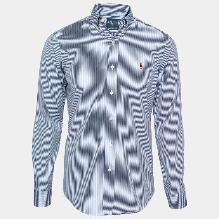Pre Owned Ralph Lauren Blue Striped Cotton Long Sleeve Shirt S