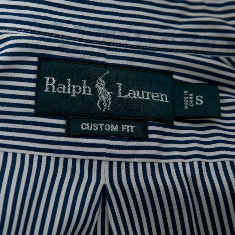 Pre Owned Ralph Lauren Blue Striped Cotton Long Sleeve Shirt S