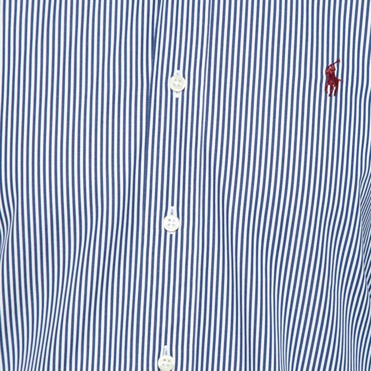 Pre Owned Ralph Lauren Blue Striped Cotton Long Sleeve Shirt S