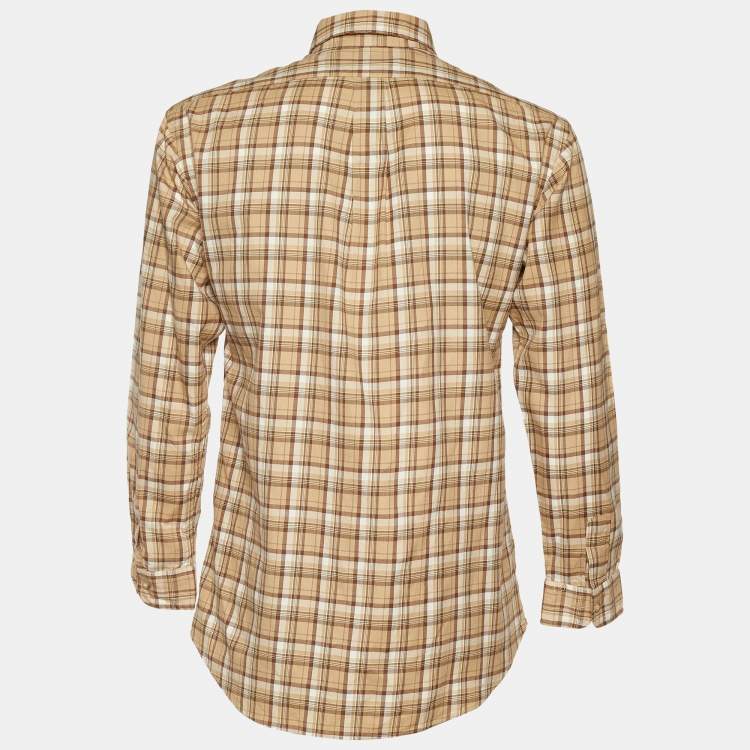 Pre Owned Ralph Lauren Beige Check Print Cotton Full Sleeves Shirt XL