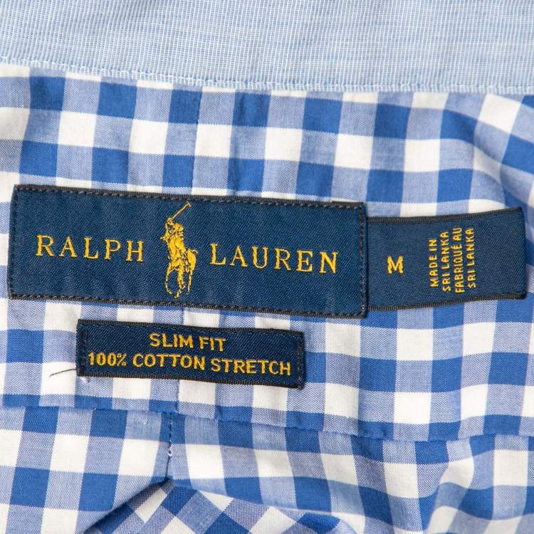 Pre Owned Ralph Lauren Blue Checked Cotton Slim Fit Shirt M