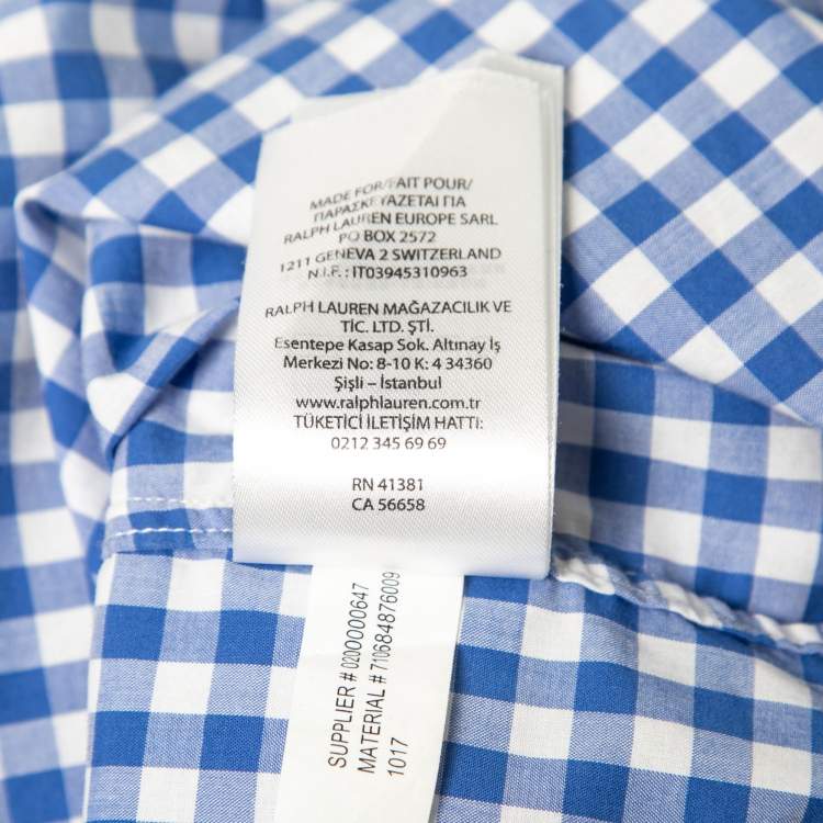 Pre Owned Ralph Lauren Blue Checked Cotton Slim Fit Shirt M