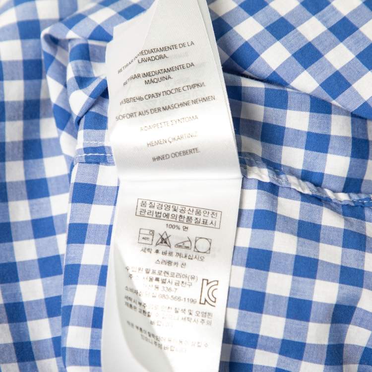 Pre Owned Ralph Lauren Blue Checked Cotton Slim Fit Shirt M