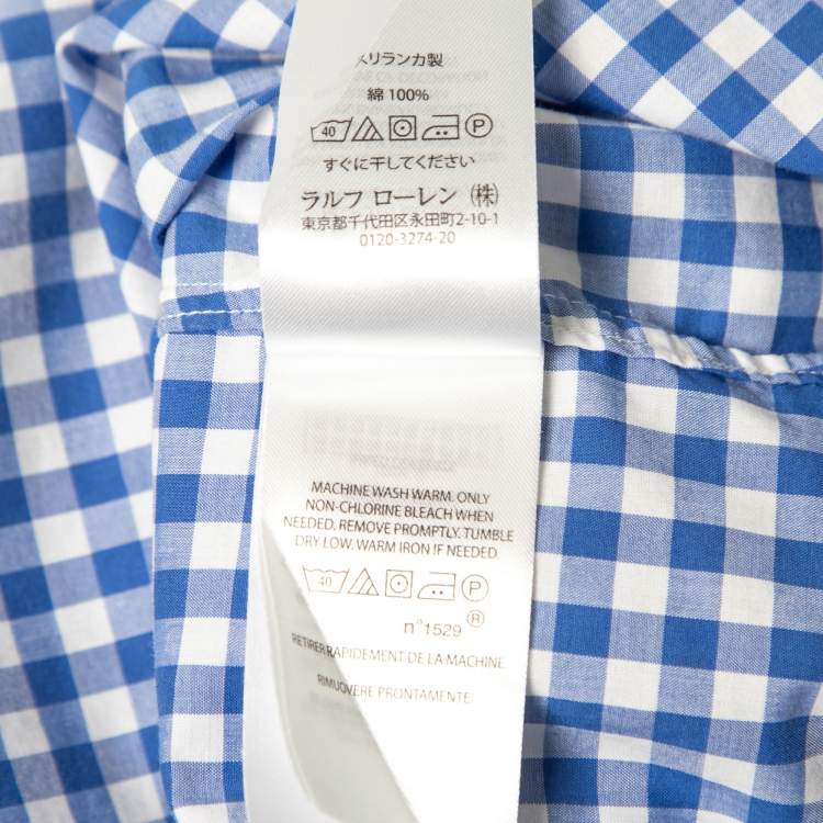 Pre Owned Ralph Lauren Blue Checked Cotton Slim Fit Shirt M